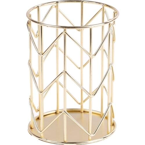 1pc Rose Gold Home Desk Stationery Decor Pen Pencil Pot Holder Container Organizer 10.5 x 8cm