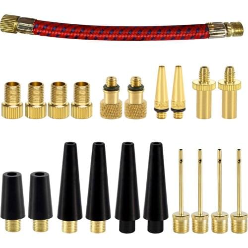 21PCS Bike Tire Valve Adapters Ball Pump Needle Adapters Kit as Inflation Devices Accessories for standard pump Air Compressor