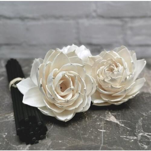 36pcs 3.2" Sola Wood Flower with 6.5" black Fiber Rattan sticks Reed Fragrance Diffuser Non-fire Refill Flowers INDIAN PONY