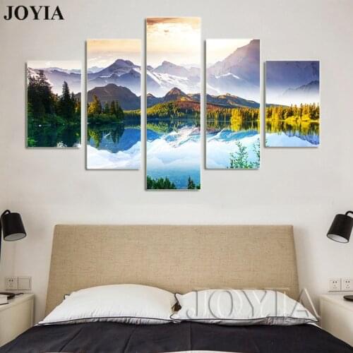 5 Piece Nature Painting Modern Scenery Landscape Wall Pictures Mountains and Lakes Canvas Wall Art Prints No Frame