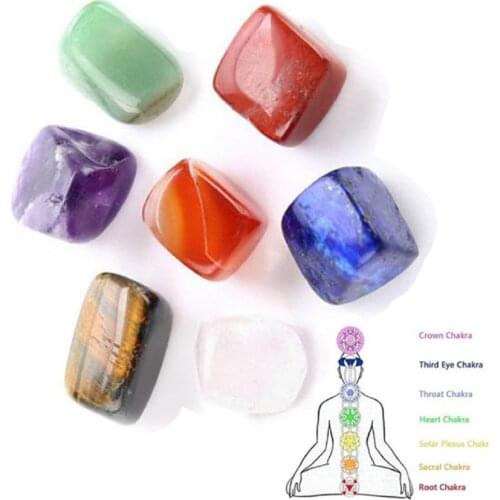 7PC/SET Seven Chakra Yoga Stone Irregular Reiki Healing Crystals Polished Individual Stones Comfortable Home garden decoration