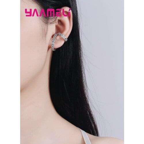 Luxury Gold Clip On Crystal Earrings For Women Girls Wedding 2020 Trend 925 Sterling Silver Fashion Jewelry Wholesale