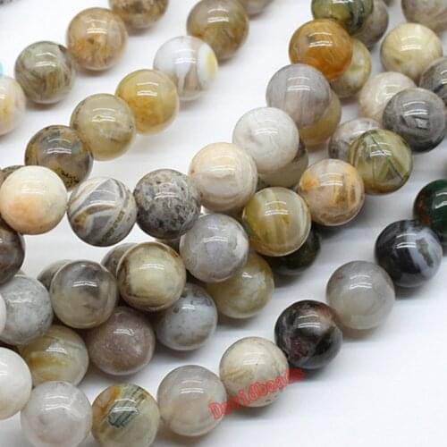 Fctory Price Natural Stone Bamboo Leaf Carnelian Agat Round Beads 15" Strand 4 6 8 10 12MM Pick Size For Jewelry