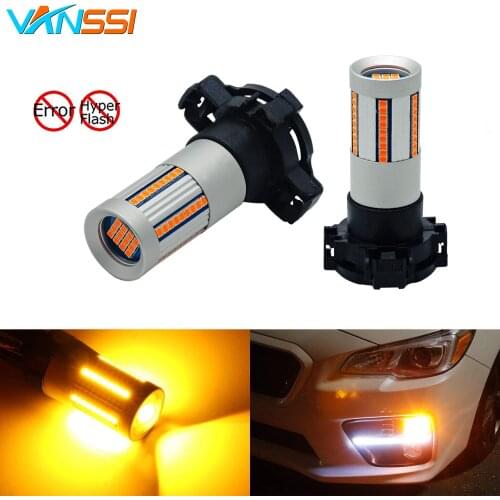 VANSSI 2pcs Car 12190NA PY24WNA PY24W LED Canbus Error Free No Hyper Flash Amber Yellow For B8 Q5 A4 X5 Front Turn Signal Light