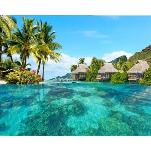 Beibehang wallpaper large HD space extension Maldives sea background wall living room sofa TV backdrop wallpaper for walls 3 d