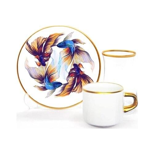 Drop Focus Tea Coffee Set 18 Pieces Golden Fish
