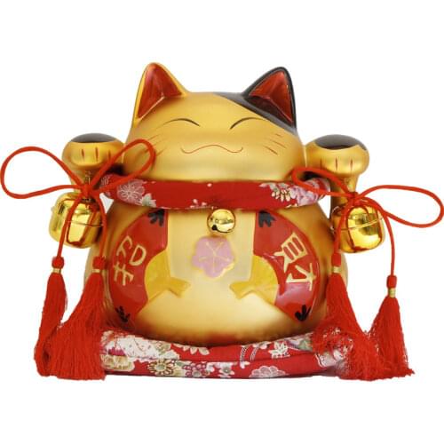 Crafts Arts Home decoration Matt Zhaocai large Japanese Lucky Cat red fan cat ornaments large jar opening / Wedding Gift