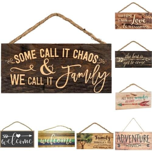 Wood Christmas Hanging Decoration Dark Brown Rectangle Word Message Some call it chaos We call it family 25.4cm x 12.7cm 1 Piece