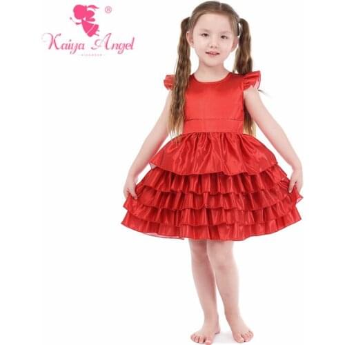 Kaiya Angel Tutu Princess Dresses for Toddle Girls Red Satin Baby Girl Summer Children Clothing Birthday Wedding Unicorn Party