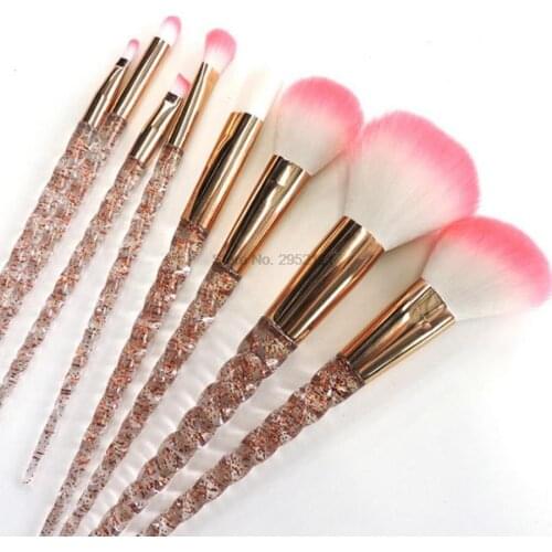 By dhl or ems 20sets 8pcs/set Crystal Brush Makeup Brush Set Eyebrow Brush Rose Golden Portable Brushes