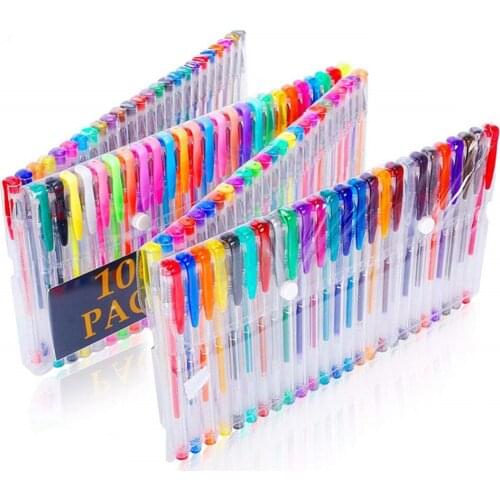 100 Pack Glitter Gel Pens, 100 Colors Glitter Gel Pen Set for Kids Drawing Adult Coloring Books Craft Doodling, Sparkle Gel Pen