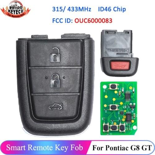 KEYECU OUC6000083 3+1 4 Button 315MHz 433MHz Flip Car Remote Key Fob CAN ID46 Chip for Pontiac G8 GT 2008 2009 2010 2011