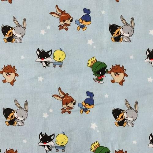 Rabbit animal DIY Cotton Fabric for Tissue Kids Boy shirt mask turban home textile Curtain tablecloth Pillowcase Sewing Tilda