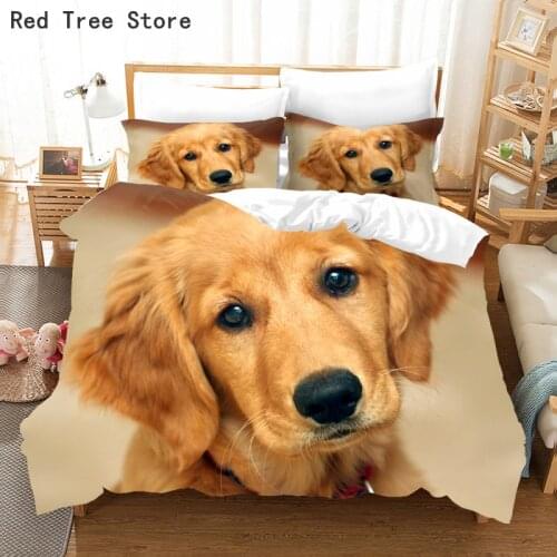 Lovely Pet Dog Bed Set Animal Dogs Bedding Sets 3D Printing Fashion Duvet Cover Queen King Twin Full Design For Kid Adults Quilt