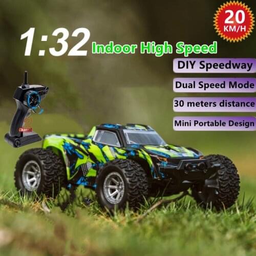 1:32 Mini Remote Control Off-road Vehicle 20KM/H Dual-speed shift Mode DIY Track LED Lights Portable Design RC Racing Car Toys