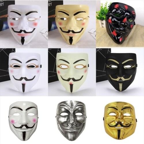Multicolor V for Vendetta Mask Cosplay Costume Accessory Anonymous Movie Guy Fawkes Halloween Masquerade Party Horror Type Masks