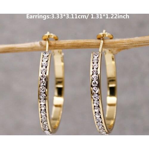 Fashion Round hip hop Rock Hoop Earrings for Womens Gold Plated white stone Earrings Fashion Jewelry Accessories wedding
