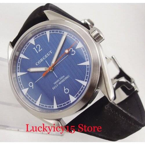 Simple New Blue Dial Automatic Mens Watch Sapphire Glass Automatic Movement Self Winding Wristwatch Bracelet Clasp