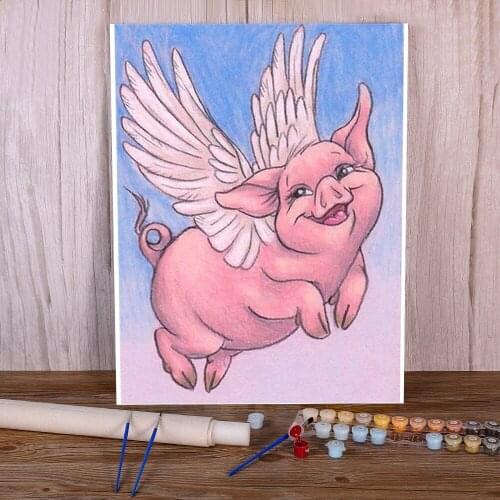 Animal Pig DIY Painting By Numbers Kit Acrylic Paints 50*70 Boards By Numbers Decorative Paintings Adults Handicraft Drawing
