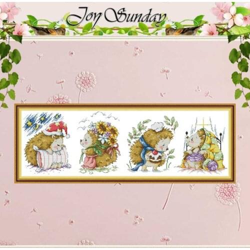Happy Little Hedgehog Patterns Counted 11CT 14CT Cross Stitch Sets DIY Chinese Cross-stitch Kit Embroidery Needlework home decor