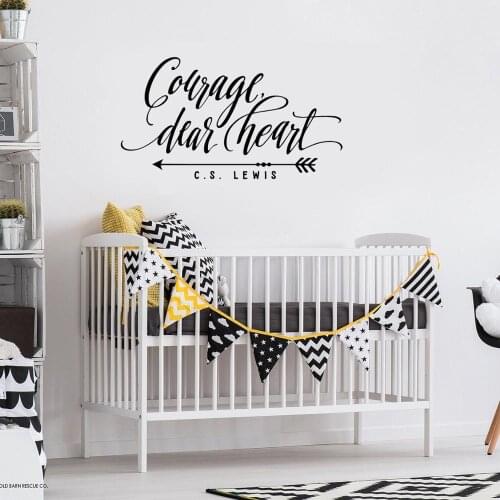 Nursery Wall Decal Courage Dear Heart C.S. Lewis Quote Childs Wall Art Vinyl Wall Quote Sticker Girls house decorative G421