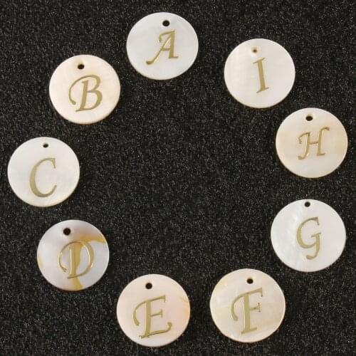 Natural Shell Alphabet ABC DIY Letter Jewelry White Initial Letter bead A-Z Mother of Pearl MOP Seashell Charms Necklace Pendant