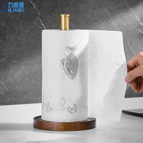 Nordic Walnut Creative Tissue Holder Desktop Vertical Roll Paper Shelf Kitchen Paper Oil-absorbing Paper Hanging Shelf