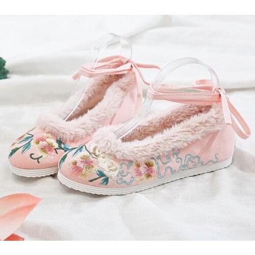 Chinese style embroidery Flat embroidered shoes Fairy princess Vintage Sweet Lolita Shoes Asakuchi Kawaii Girl Tea Party cos
