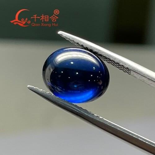 Oval shape flat back cabochon Artificial blue sapphire color loose gem stone