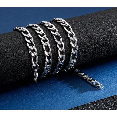 3-12mm Figaro Chains Necklace Stainless Steel 316L Summer Waterproof S Chain Necklaces