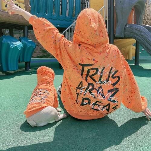 High Street French Bulldog Cotton Graffiti Hoodies Pet Dog Clothes for Small Dogs Adult Matching Clothing Dog Accessories S-4XL