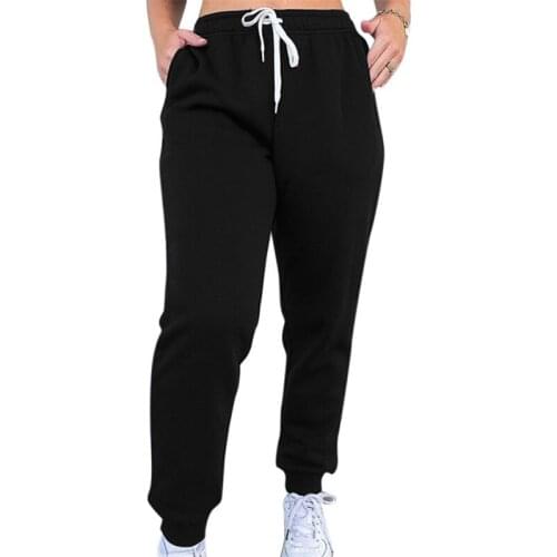 Casual Womens New Solid Color Jogger Sport Home Pants S-3XL Spring Summer Gym Sweatpants Pocket Drawstring Running Long Trousers