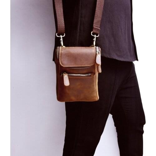 Genuine Leather Men Waist Belt Bag Casual Messenger Shoulder Bags Male Travel Motorcycle Fanny Pack Phone Pouch Hip Waist Pack