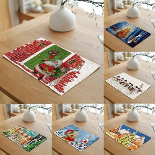 Christmas Placemat Table Mats Drink Coasters Cup Pads Christmas Decorations For Home Xmas Hotel Tableware Mat Ornaments Supplies