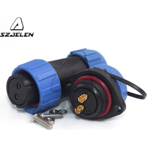 SP21 2pinWaterproof Panel Mount Circular Aviation Cable Connector IP67 Cable Gland Connector 30A