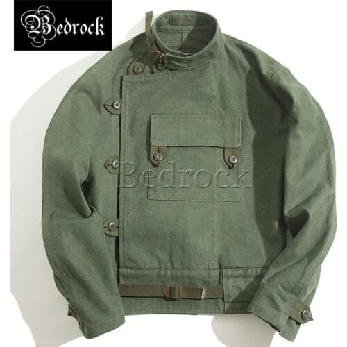 Vintage Swedish motorcycle jacket Ami Khaki high street hunting jacket washed army green coat for men Internet celebrity jacket