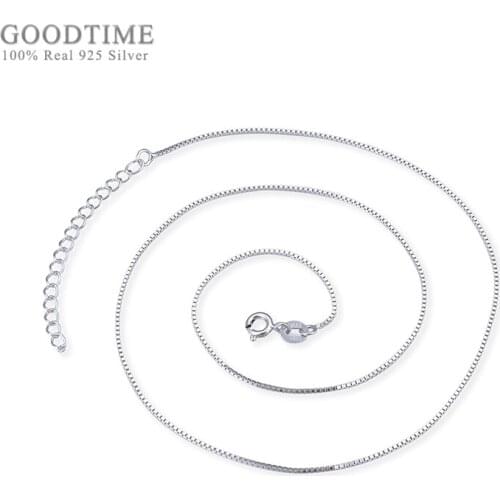 Fashion Sterling Silver Chain Jewelry Genuine Pure 925 Silver Box Chains Necklaces For Women Rose Gold Color Necklace Link Chain