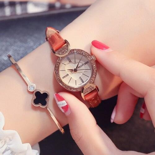 Lady Womens Watch Japan Quartz Fashion Fine Hours Clock Leather Bracelet Cute Mini Heart Rhinestones Girls Gift Julius 779
