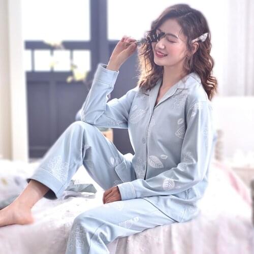 Women Pajamas 100% Cotton Pijama 2Pcs Set Lounge Sleepwear Bedgown for Ladies Pijamas Mujer Home Clothes PJs Pure Cotton Pyjamas