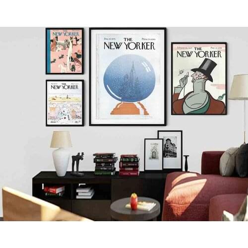 The New Yorker Magazine Canvas Prints Retro Posters and Prints Vintage Multipack Wall Art Pictures Living Room Decoration Poster