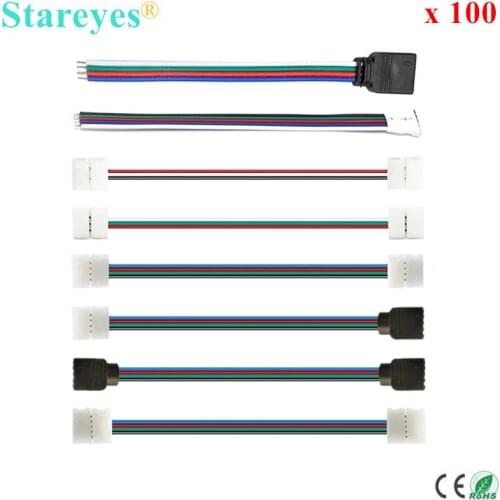 100 Pcs LED Strip Connector 8mm 10mm 2 Pin 4 Pin 5 Pin 2835 5050 Single Color RGB RGBW Solderless Wire Free Welding Connector