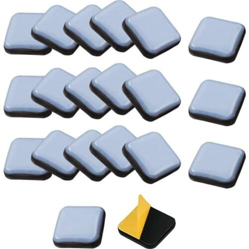 20 PCS Furniture Gliders Slider 25 x 25 mm PTFE Self Adhesive Furniture Moving Pads Square for Furniture Easy Movers