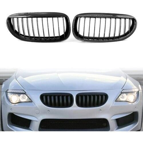 2x Front Kidney Bumper Grille For BMW E63 E64 650i 6 Series M6 2004 2005 2006 2007 2008 2009 2010 Carbon Fiber ABS Car-Styling