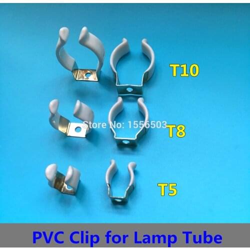 4 PCS T5 T8 T10 PVC Strong U Clip Wedge Tube Lamp Base Holder Connector Metal with White Surface Cover for LED Fluorescent Light