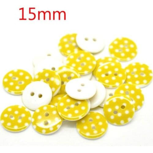 50Pcs 2 Hole Resin Yellow Dot Sewing Buttons For Kids Clothes Scrapbooking Decorative Botones Handicraft DIY Sewing Accessories