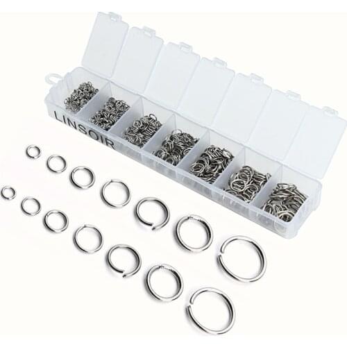 770pcs/lot Mix Size Open Jump Ring 3 4 5 6 7 8 10mm Stainless Steel Silver Tone Split Loop Rings for DIY Jewelry Connector