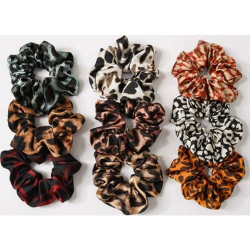 9colors leopard scrunchie Women Girls Hair Elastic Hair Scrunchies Elastics Hair Rubber Bands Ponytail Holder accessories