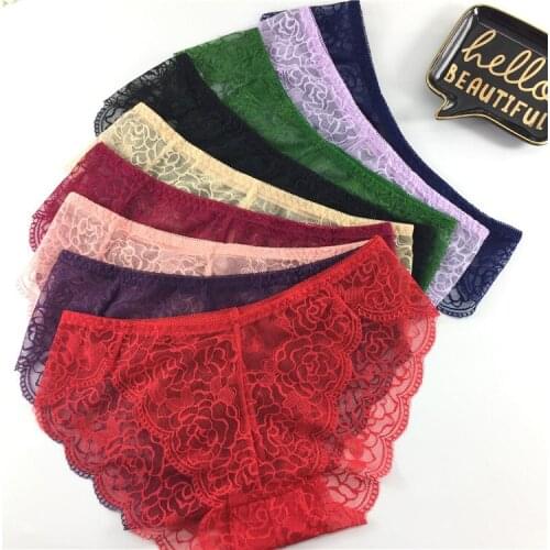 Jian Peng Seamless Lace Sexy Net Yarn Panties Low waist within Temptation Underwear Women Lace Embroidery Transparent Panties