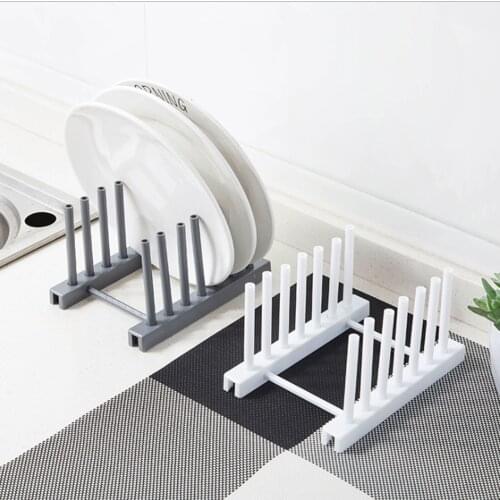 Dish Rack Pot Lid Holder Kitchen Organizer Plastic Pan Cover Stand Free To Disassemble Removable ABS Easy To Install Shelf