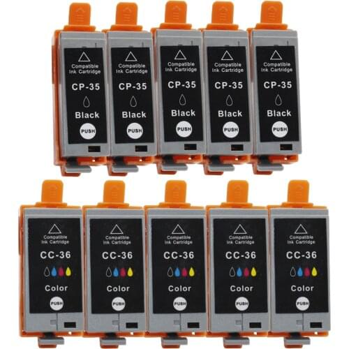 INK WAY 10 pcs, 5 SETS of PGI-35 CLI-36 ink cartridge , pgi 35 cli 36 compatible for Canon PIXMA IP100 IP100 with battery